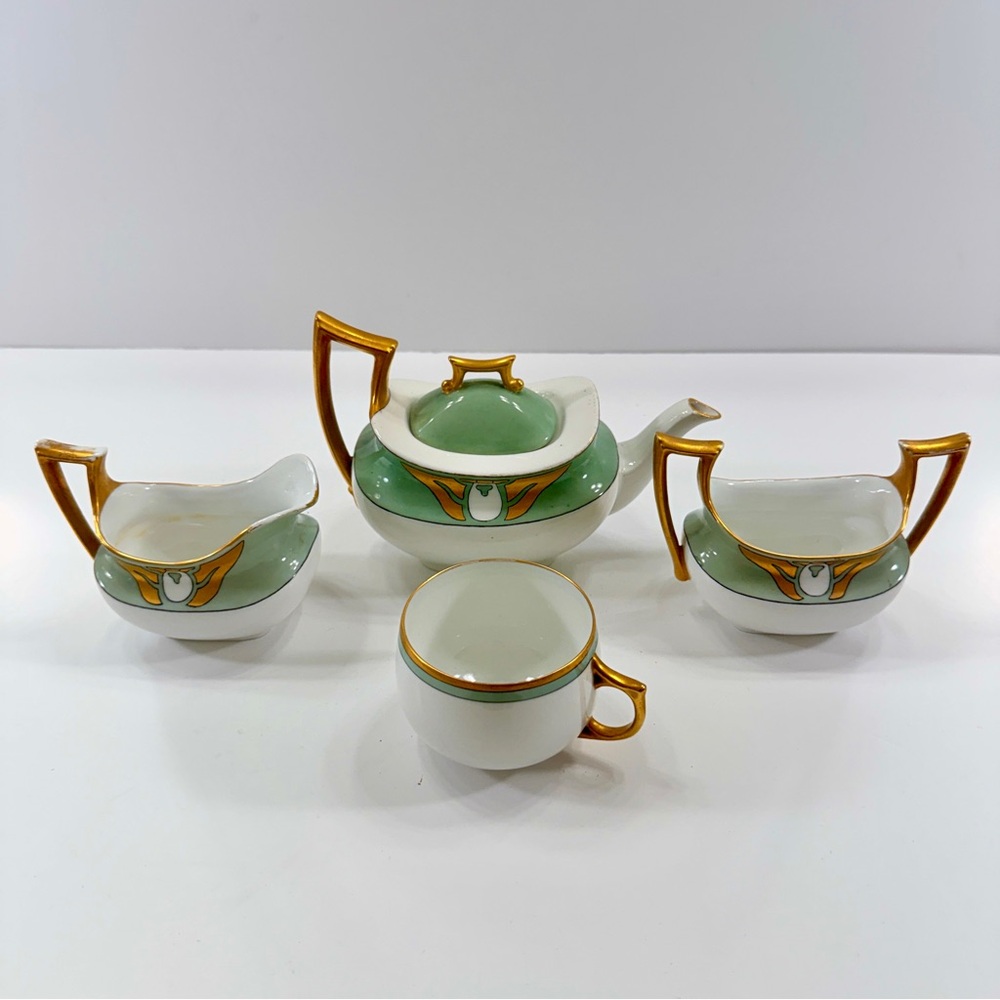 ANTIQUE P&P Limoges France & Bavaria Germany‎ Mismatch ART DECO TEA SET, Teapot